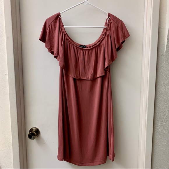 Rue 21 mauve colored dress with ruffled neckline - Picture 1 of 4